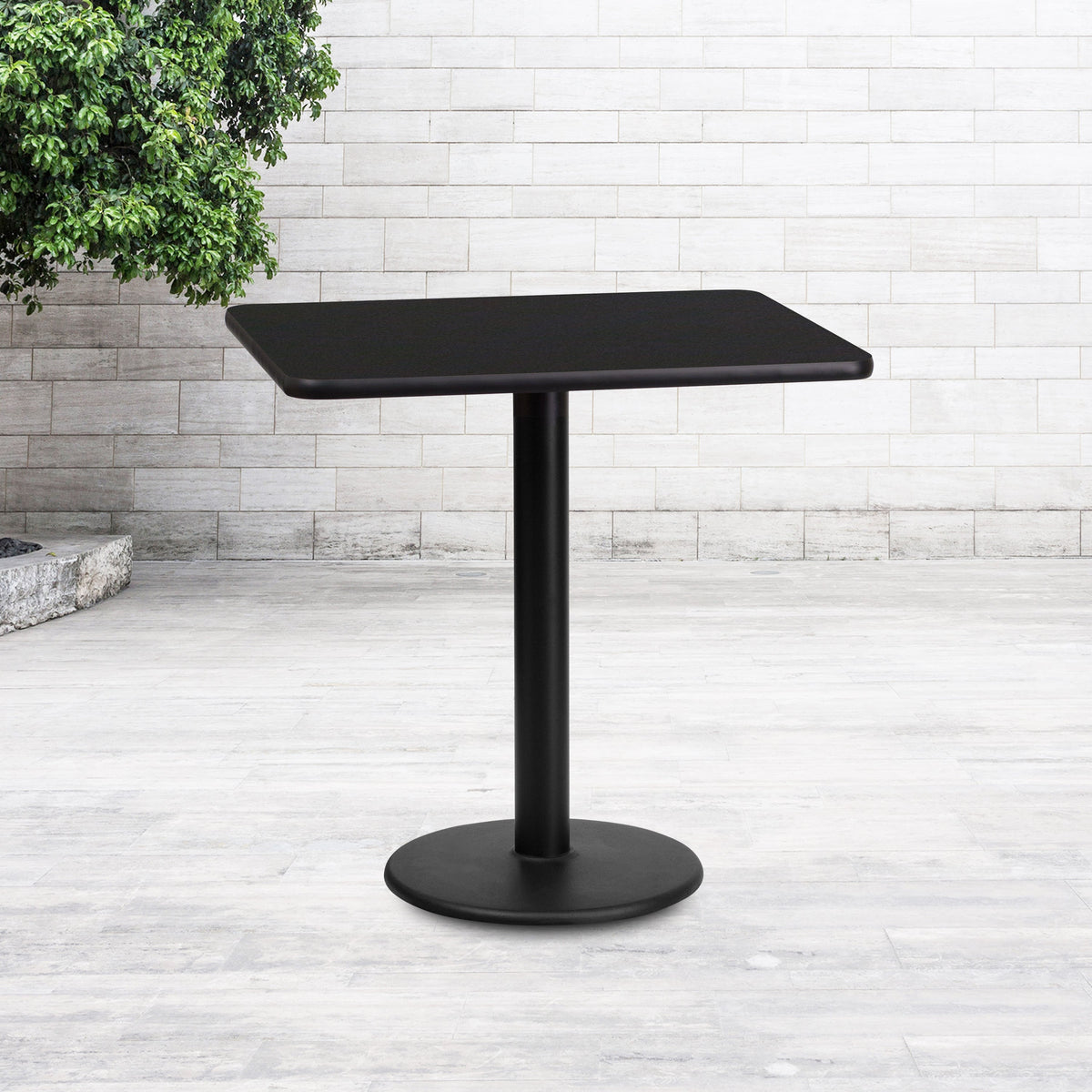 Flash Furniture XU-BLKTB-2430-TR18-GG 24" x 30" Rectangular Black Laminate Table Top with 18" Round Table Height Base - View 2