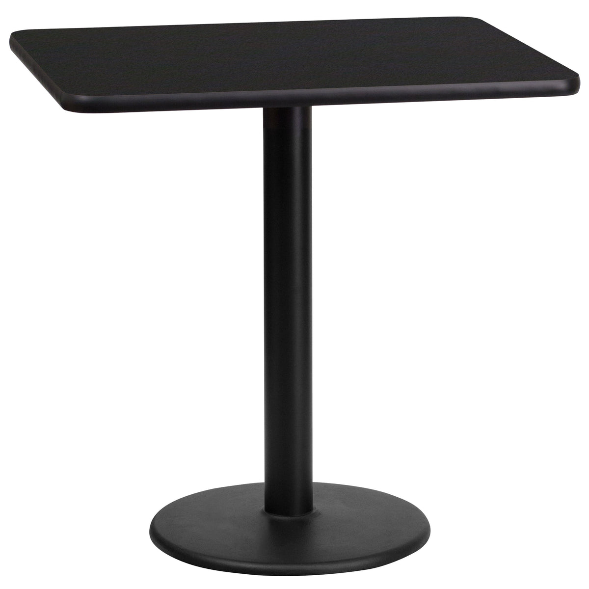 Flash Furniture XU-BLKTB-2430-TR18-GG 24" x 30" Rectangular Black Laminate Table Top with 18" Round Table Height Base - View 3