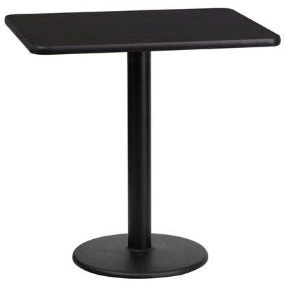 Flash Furniture XU-BLKTB-2430-TR18-GG 24" x 30" Rectangular Black Laminate Table Top with 18" Round Table Height Base - View 3