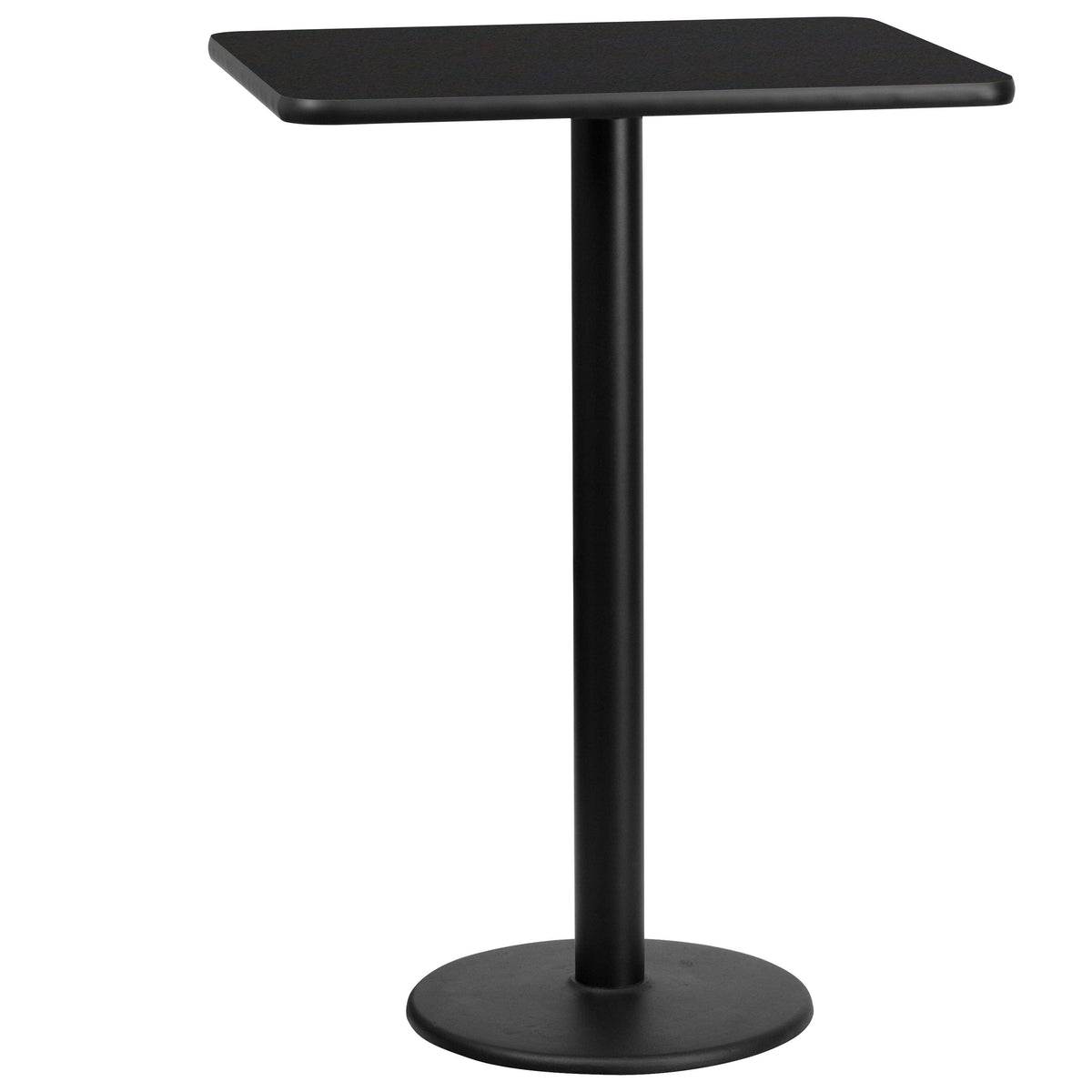 Flash Furniture XU-BLKTB-2430-TR18B-GG 24" x 30" Rectangular Black Laminate Table Top & 18" RD Bar Height Table Base - Main view
