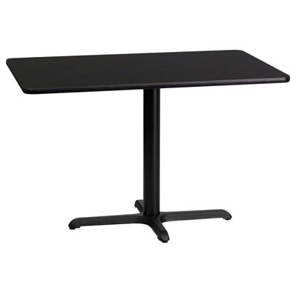 Flash Furniture XU-BLKTB-2442-T2230-GG 24" x 42" Rectangular Laminate Table Top with 23.5" x 29.5" Table Height Base (Black) - Main view