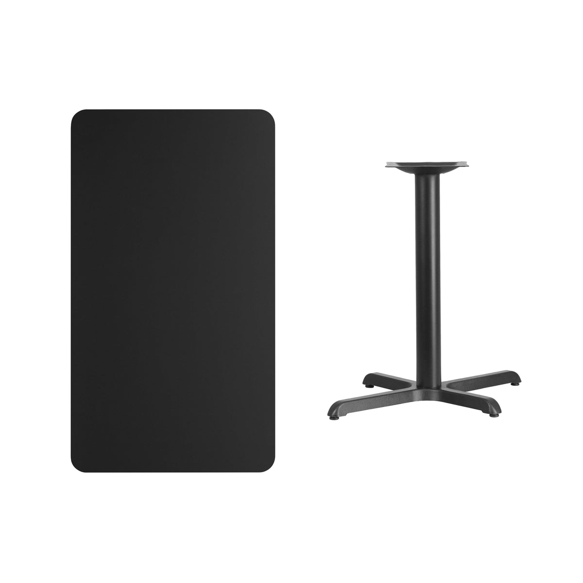 Flash Furniture XU-BLKTB-2442-T2230-GG 24" x 42" Rectangular Laminate Table Top with 23.5" x 29.5" Table Height Base (Black) - View 2