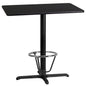 Flash Furniture XU-BLKTB-2442-T2230B-3CFR-GG 24" x 42" Rectangular Laminate Table Top & 23.5" x 29.5" Bar Height Table Base (Black) - Main view