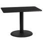 Flash Furniture XU-BLKTB-2442-TR24-GG 24" x 42" Rectangular Black Laminate Table Top with 24" Round Table Height Base - Main view