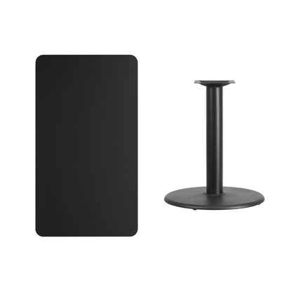 Flash Furniture XU-BLKTB-2442-TR24-GG 24" x 42" Rectangular Black Laminate Table Top with 24" Round Table Height Base - View 2