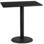 Flash Furniture XU-BLKTB-2442-TR24B-GG 24" x 42" Rectangular Black Laminate Table Top with 24" RD Bar Height Table Base - Main view
