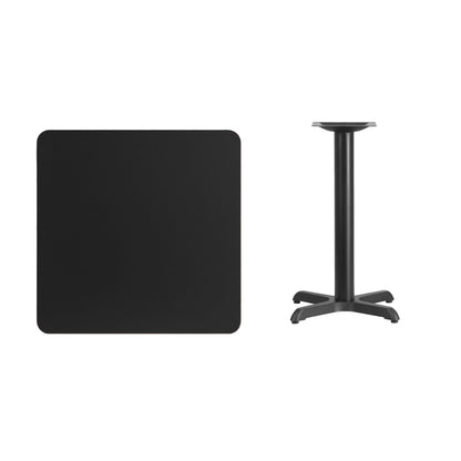 Flash Furniture XU-BLKTB-3030-T2222-GG 30" Square Black Laminate Table Top with 22" x 22" Table Height Base - View 3