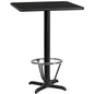 Flash Furniture XU-BLKTB-3030-T2222B-3CFR-GG 30" Square Black Laminate Table Top with 22" x 22" Bar Height Table Base - Main view