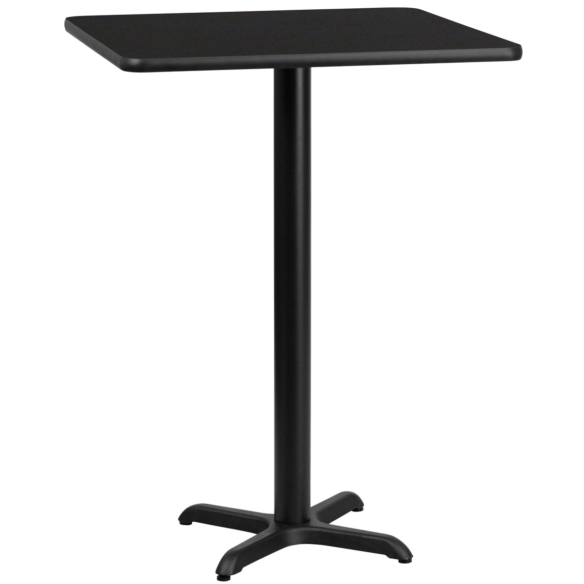 Flash Furniture XU-BLKTB-3030-T2222B-GG 30" Square Black Laminate Table Top with 22" x 22" Bar Height Table Base - Main view