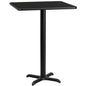 Flash Furniture XU-BLKTB-3030-T2222B-GG 30" Square Black Laminate Table Top with 22" x 22" Bar Height Table Base - Main view