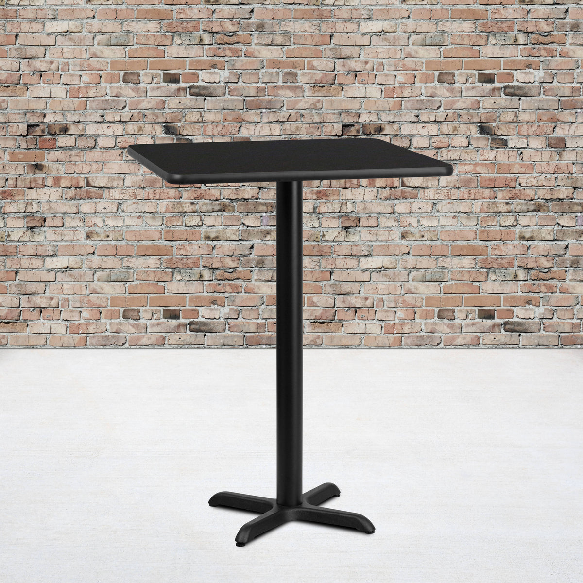 Flash Furniture XU-BLKTB-3030-T2222B-GG 30" Square Black Laminate Table Top with 22" x 22" Bar Height Table Base - View 2