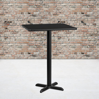 Flash Furniture XU-BLKTB-3030-T2222B-GG 30" Square Black Laminate Table Top with 22" x 22" Bar Height Table Base - View 2