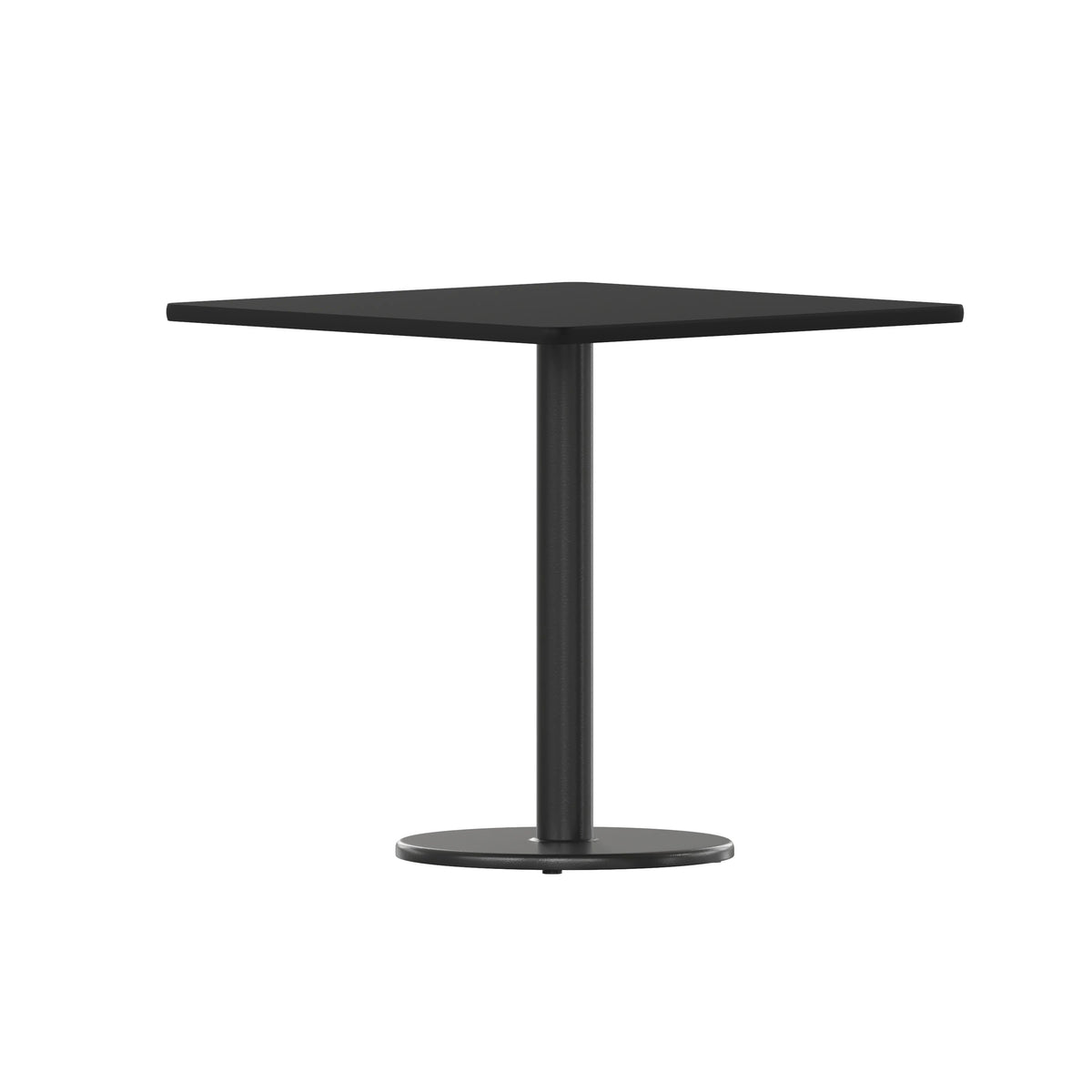 Flash Furniture XU-BLKTB-3030-TR18-GG 30" Square Black Laminate Table Top with 18" Round Table Height Base - Main view