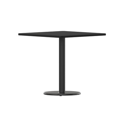 Flash Furniture XU-BLKTB-3030-TR18-GG 30" Square Black Laminate Table Top with 18" Round Table Height Base - Main view