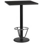 Flash Furniture XU-BLKTB-3030-TR18B-3CFR-GG 30" Square Black Laminate Table Top with 18" Round Bar Height Table Base - Main view