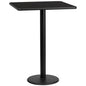 Flash Furniture XU-BLKTB-3030-TR18B-GG 30" Square Black Laminate Table Top with 18" Round Bar Height Table Base - Main view