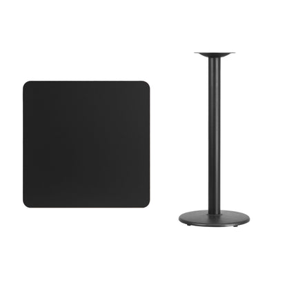Flash Furniture XU-BLKTB-3030-TR18B-GG 30" Square Black Laminate Table Top with 18" Round Bar Height Table Base - View 2