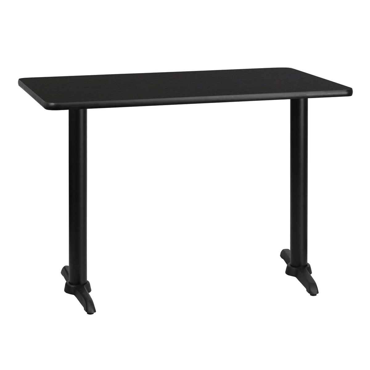 Flash Furniture XU-BLKTB-3042-T0522-GG 30" x 42" Rectangular Black Laminate Table Top with 5" x 22 Table Height Bases - Main view