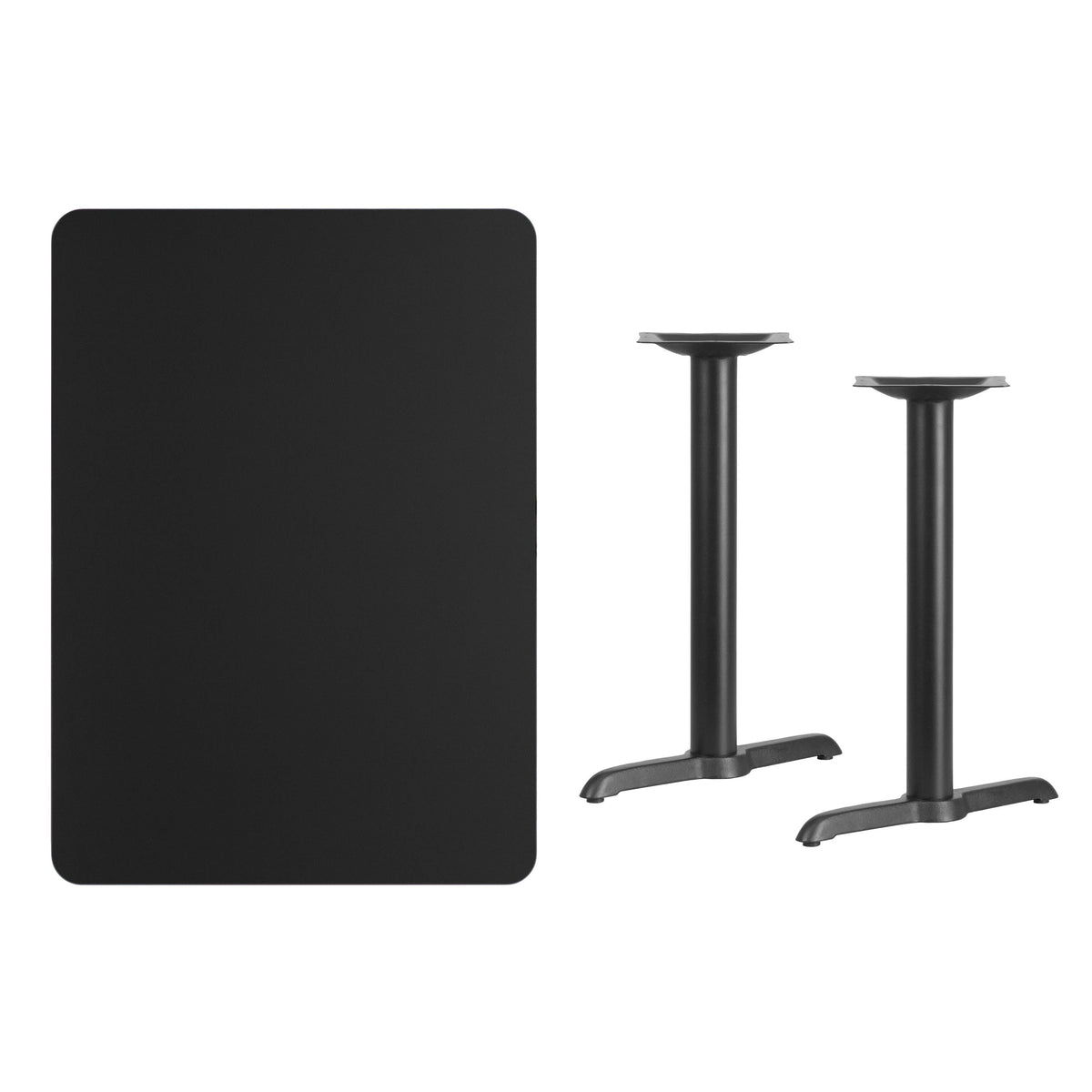 Flash Furniture XU-BLKTB-3042-T0522-GG 30" x 42" Rectangular Black Laminate Table Top with 5" x 22 Table Height Bases - View 2