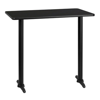 Flash Furniture XU-BLKTB-3042-T0522B-GG 30" x 42" Rectangular Black Laminate Table Top with 5" x 22" Table Bases - Main view