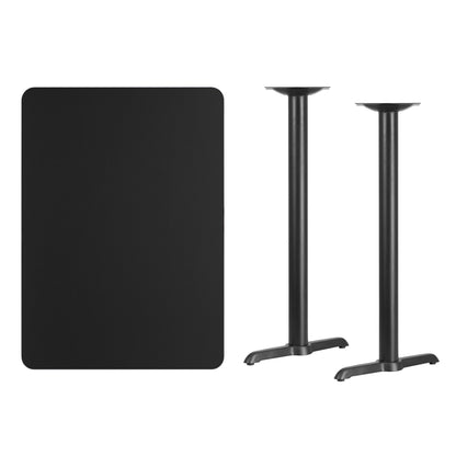 Flash Furniture XU-BLKTB-3042-T0522B-GG 30" x 42" Rectangular Black Laminate Table Top with 5" x 22" Table Bases - View 2