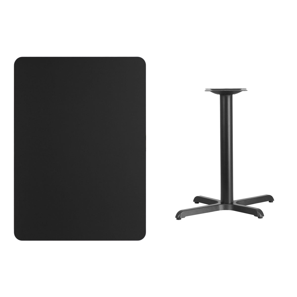 Flash Furniture XU-BLKTB-3042-T2230-GG 30" x 42" Rectangular Laminate Table Top with 23.5" x 29.5" Table Height Base (Black) - View 2