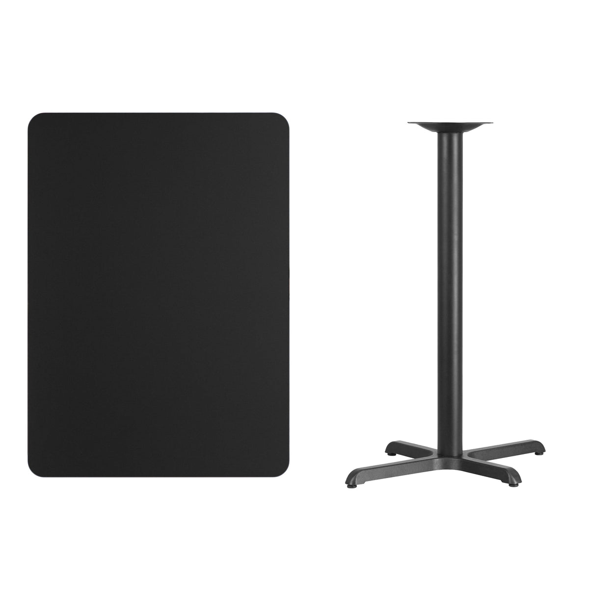 Flash Furniture XU-BLKTB-3042-T2230B-GG 30" x 42" Rectangular Laminate Table Top & 23.5" x 29.5" Bar Height Table Base (Black) - View 2