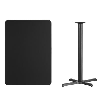 Flash Furniture XU-BLKTB-3042-T2230B-GG 30" x 42" Rectangular Laminate Table Top & 23.5" x 29.5" Bar Height Table Base (Black) - View 2
