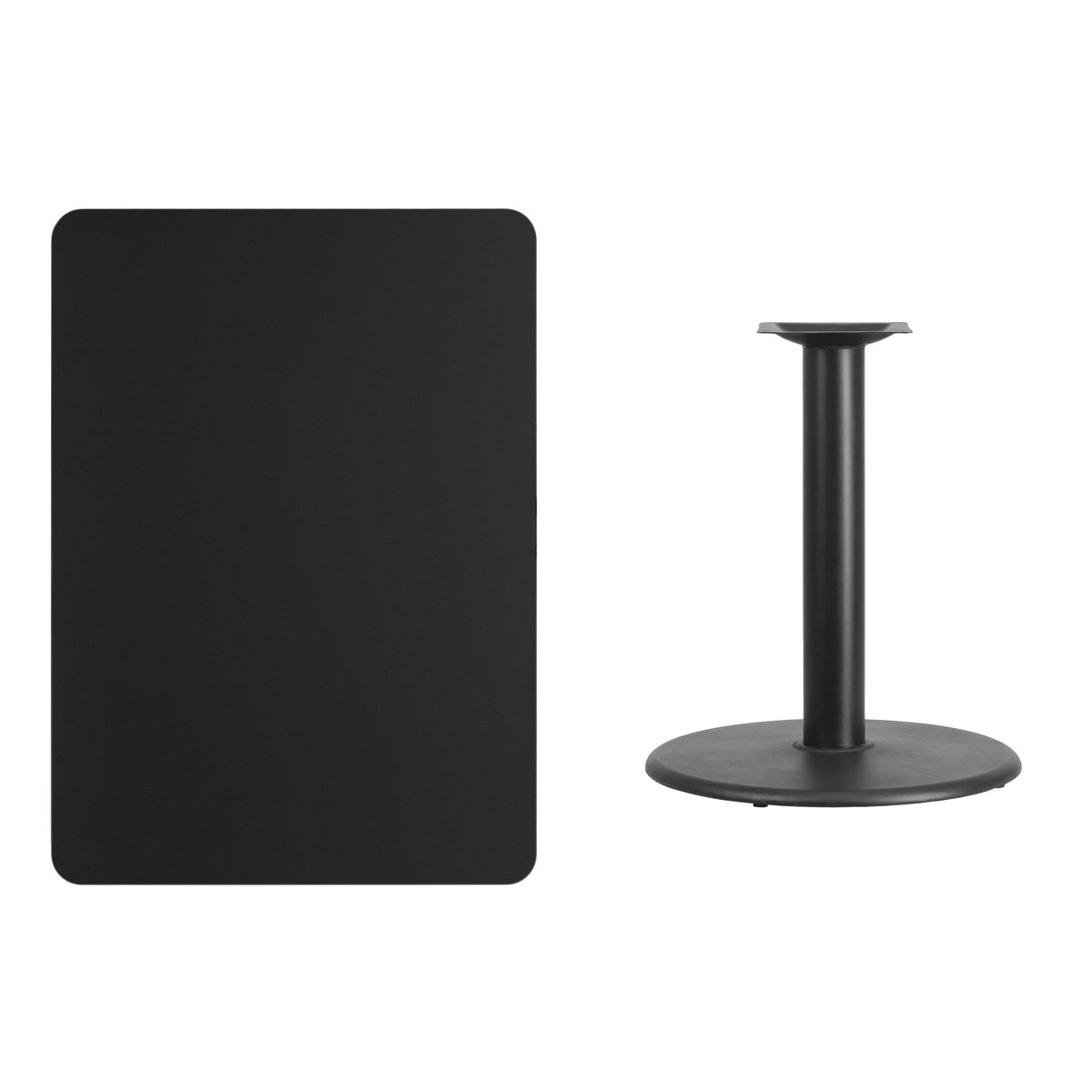 Flash Furniture XU-BLKTB-3042-TR24-GG 30" x 42" Rectangular Black Laminate Table Top with 24" Round Table Height Base - View 2