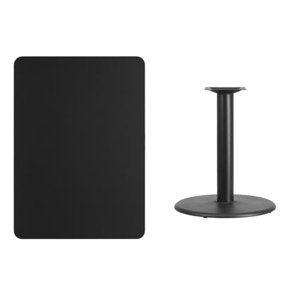 Flash Furniture XU-BLKTB-3042-TR24-GG 30" x 42" Rectangular Black Laminate Table Top with 24" Round Table Height Base - View 2