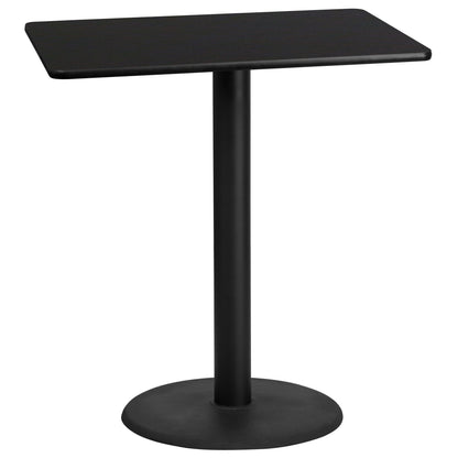 Flash Furniture XU-BLKTB-3042-TR24B-GG 30" x 42" Rectangular Black Laminate Table Top & 24" RD Bar Height Table Base - Main view