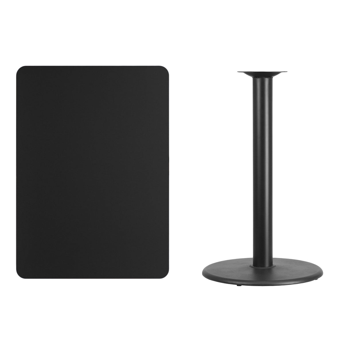 Flash Furniture XU-BLKTB-3042-TR24B-GG 30" x 42" Rectangular Black Laminate Table Top & 24" RD Bar Height Table Base - View 2