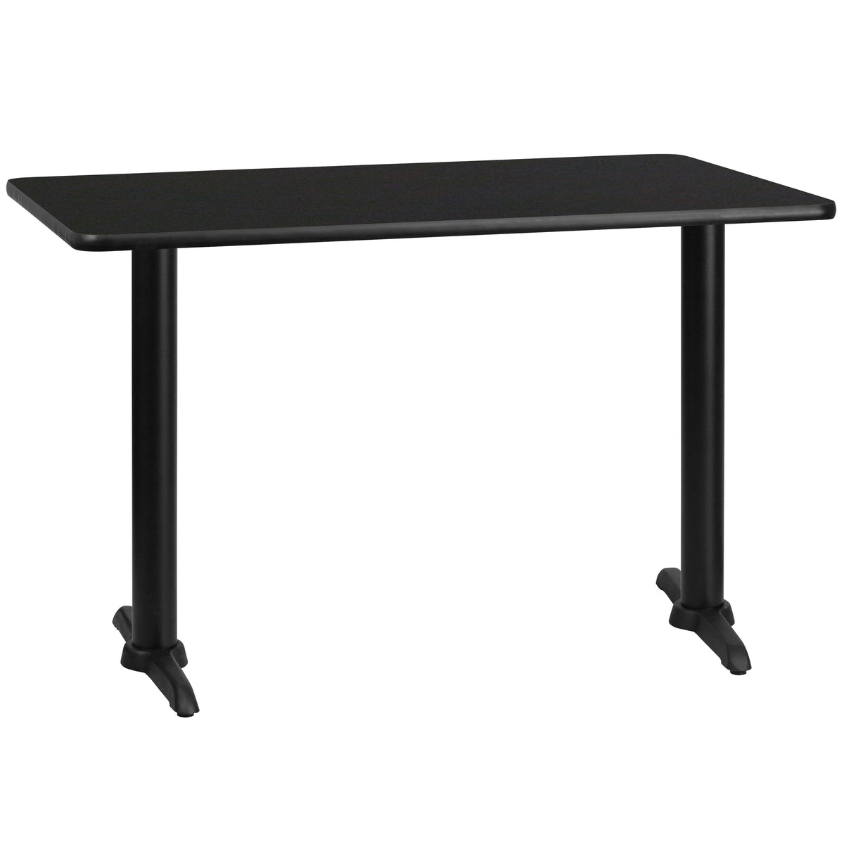 Flash Furniture XU-BLKTB-3048-T0522-GG 30" x 48" Rectangular Black Laminate Table Top with 5" x 22" Table Height Bases - View 3