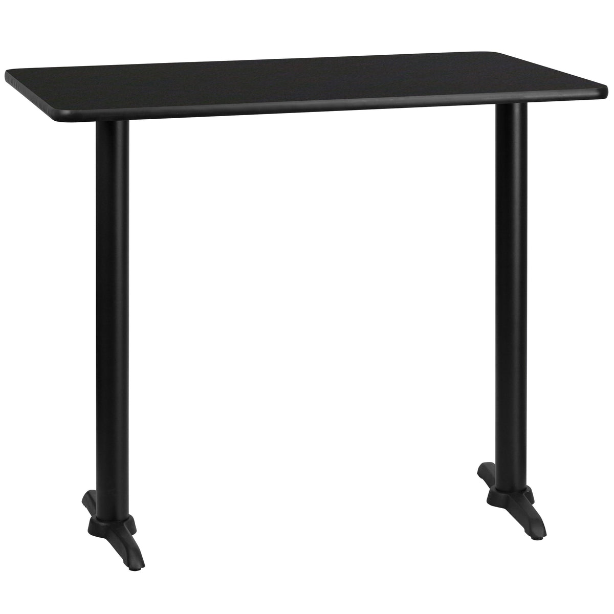 Flash Furniture XU-BLKTB-3048-T0522B-GG 30" x 48" Rectangular Black Laminate Table Top & 5" x 22" Bar Height Table Bases - Main view