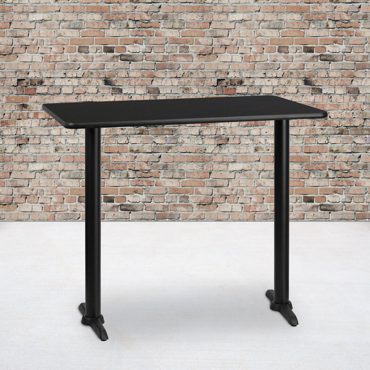 Flash Furniture XU-BLKTB-3048-T0522B-GG 30" x 48" Rectangular Black Laminate Table Top & 5" x 22" Bar Height Table Bases - View 2