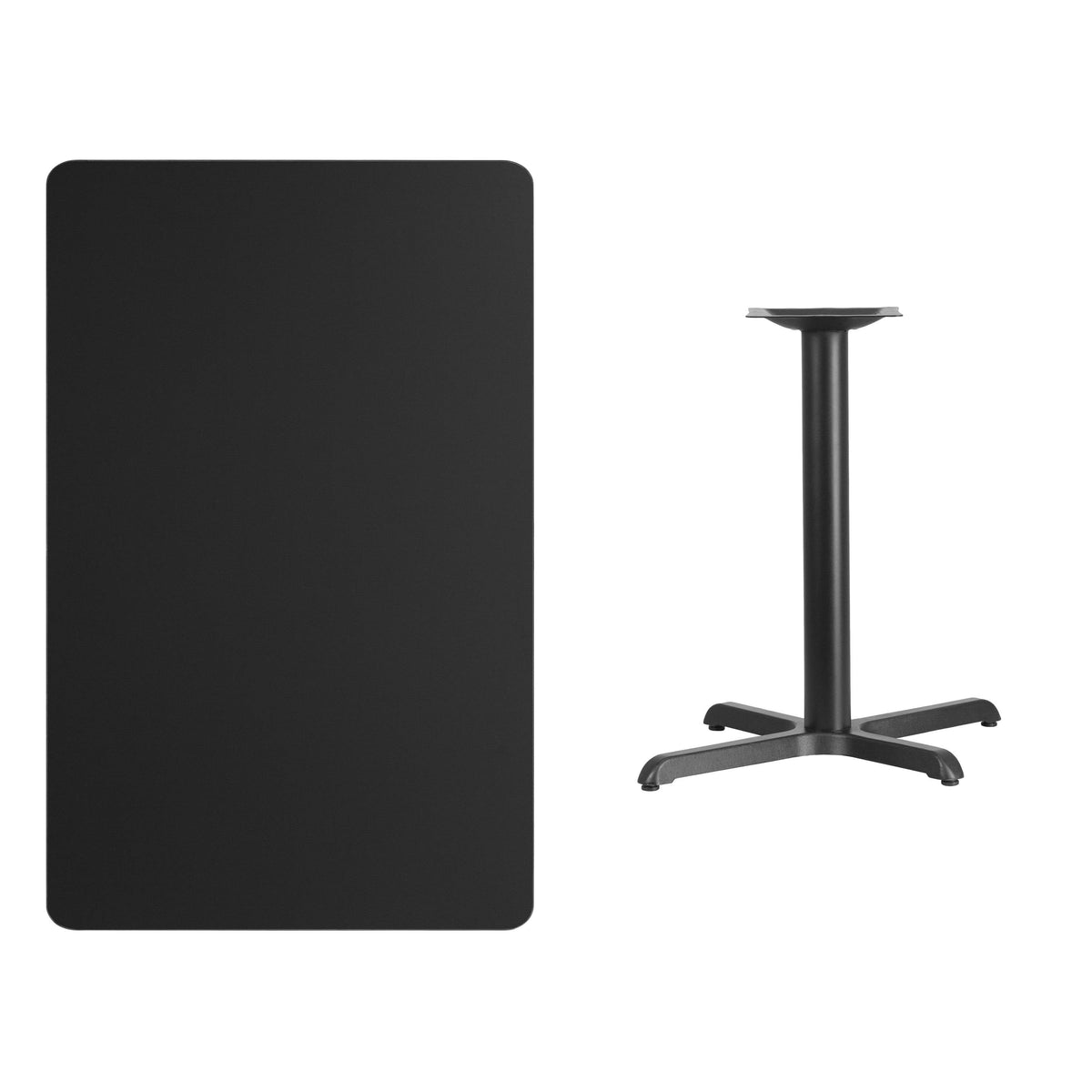 Flash Furniture XU-BLKTB-3048-T2230-GG 30" x 48" Rectangular Laminate Table Top with 23.5" x 29.5" Table Height Base (Black) - View 3