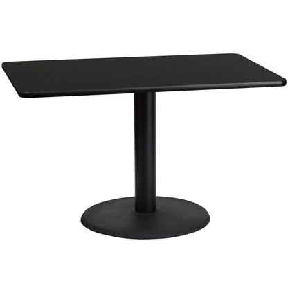 Flash Furniture XU-BLKTB-3048-TR24-GG 30" x 48" Rectangular Black Laminate Table Top with 24" Round Table Height Base - Main view