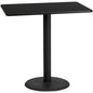 Flash Furniture XU-BLKTB-3048-TR24B-GG 30" x 48" Rectangular Black Laminate Table Top & 24" Round Bar Height Table Base - Main view