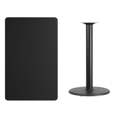 Flash Furniture XU-BLKTB-3048-TR24B-GG 30" x 48" Rectangular Black Laminate Table Top & 24" Round Bar Height Table Base - View 2