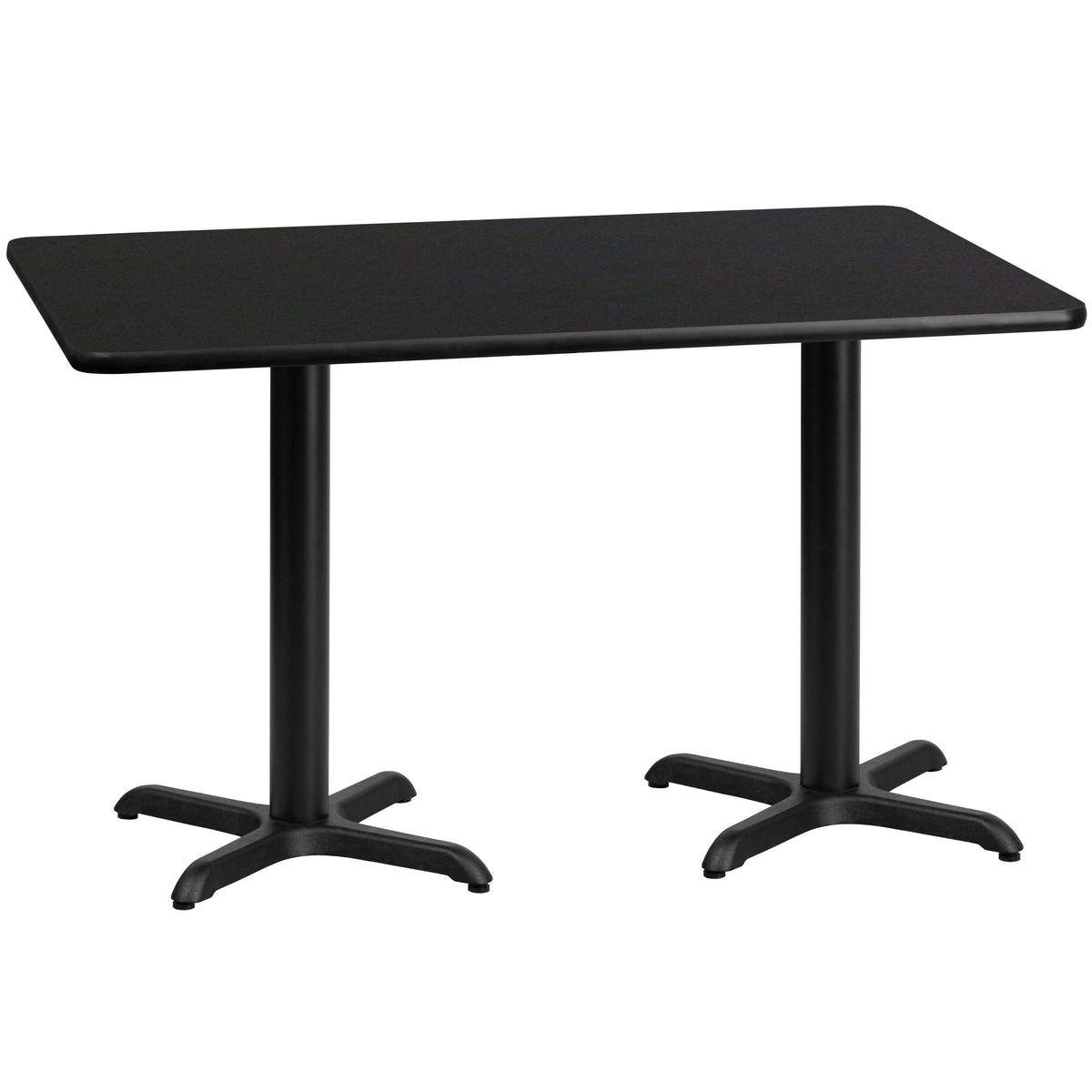 Flash Furniture XU-BLKTB-3060-T2222-GG 30" x 60" Rectangular Black Laminate Table Top & 22" x 22" Table Height Bases - Main view
