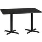 Flash Furniture XU-BLKTB-3060-T2222-GG 30" x 60" Rectangular Black Laminate Table Top & 22" x 22" Table Height Bases - Main view