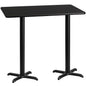 Flash Furniture XU-BLKTB-3060-T2222B-GG 30" x 60" Rectangular Black Laminate Table Top & 22x22 Bar Height Table Bases - Main view