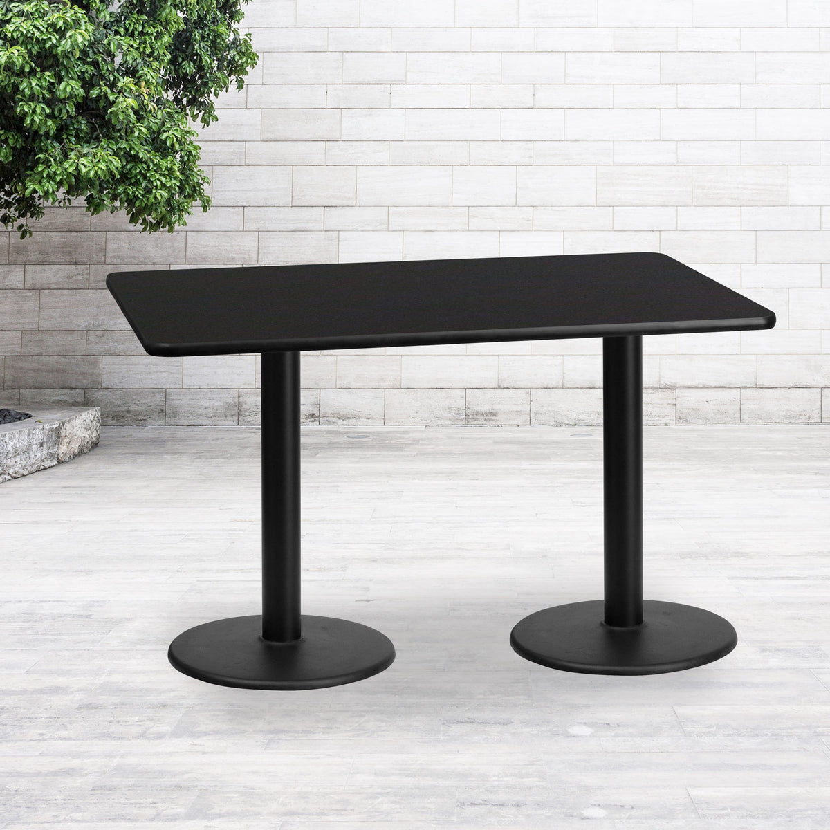 Flash Furniture XU-BLKTB-3060-TR18-GG 30" x 60" Rectangular Black Laminate Table Top with 18" Round Table Height Bases - View 2