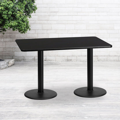Flash Furniture XU-BLKTB-3060-TR18-GG 30" x 60" Rectangular Black Laminate Table Top with 18" Round Table Height Bases - View 2