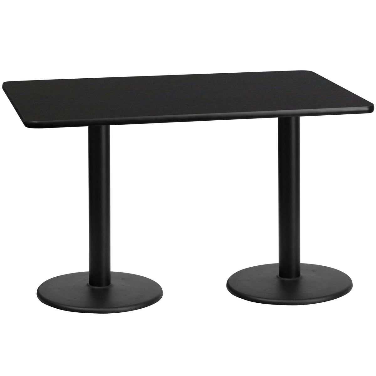 Flash Furniture XU-BLKTB-3060-TR18-GG 30" x 60" Rectangular Black Laminate Table Top with 18" Round Table Height Bases - View 3