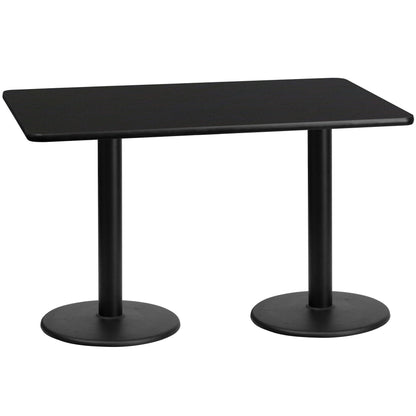 Flash Furniture XU-BLKTB-3060-TR18-GG 30" x 60" Rectangular Black Laminate Table Top with 18" Round Table Height Bases - View 3