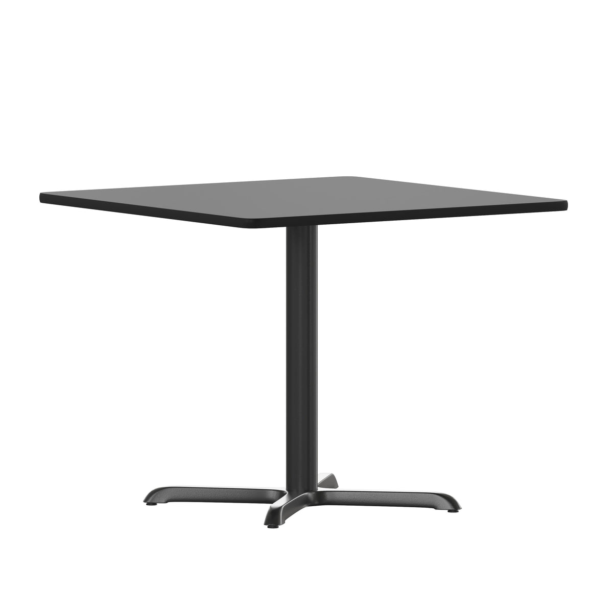 Flash Furniture XU-BLKTB-3636-T3030-GG 36" Square Black Laminate Table Top with 30" x 30" Table Height Base - Main view