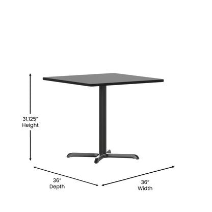 Flash Furniture XU-BLKTB-3636-T3030-GG 36" Square Black Laminate Table Top with 30" x 30" Table Height Base - View 3
