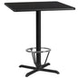 Flash Furniture XU-BLKTB-3636-T3030B-3CFR-GG 36" Square Black Laminate Table Top with 30" x 30" Bar Height Table Base - Main view