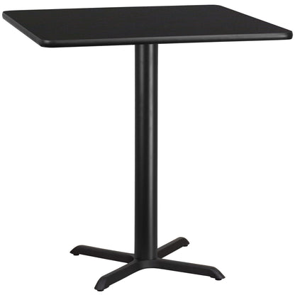 Flash Furniture XU-BLKTB-4242-T3333-GG 42" Square Black Laminate Table Top with 33" x 33" Table Height Base - Main view